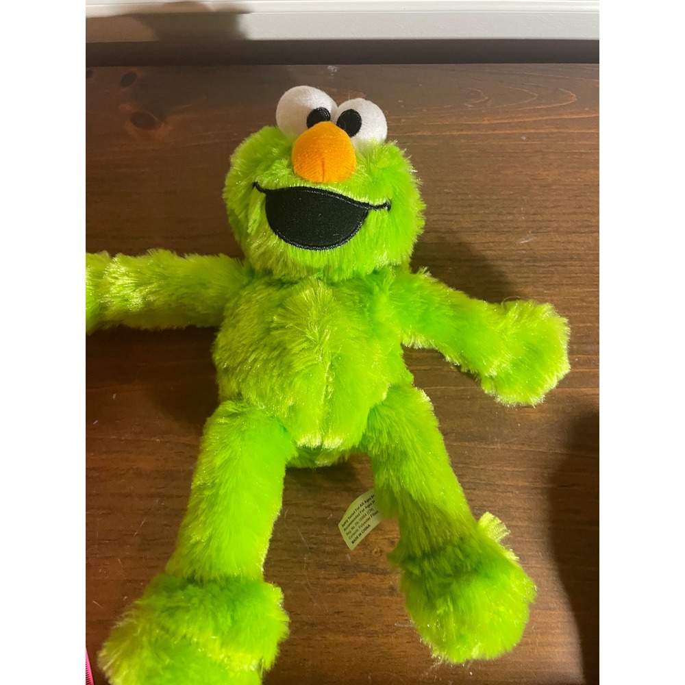 Sesame Street Toy Factory Neon Green Elmo Cookie Monster Style Plush 11" 401X020 - Picture 3 of 11